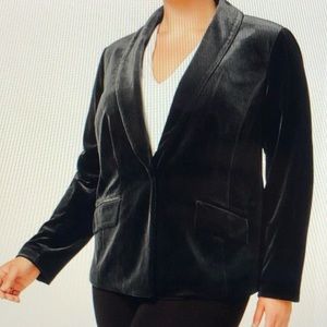 INC International Concepts Black Velvet Jacket Sz 0X